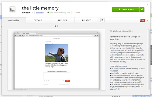 Little Memory in the Chrome Web Store