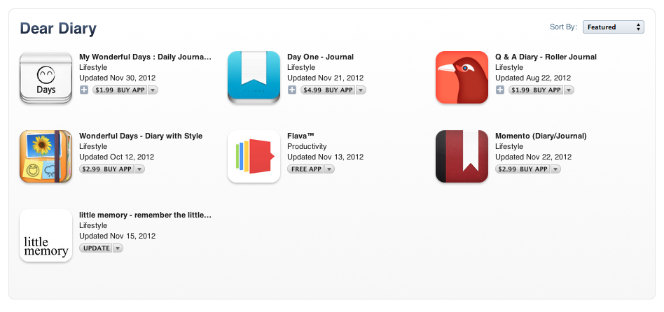 Dear Diary Feature in the iTunes App Store